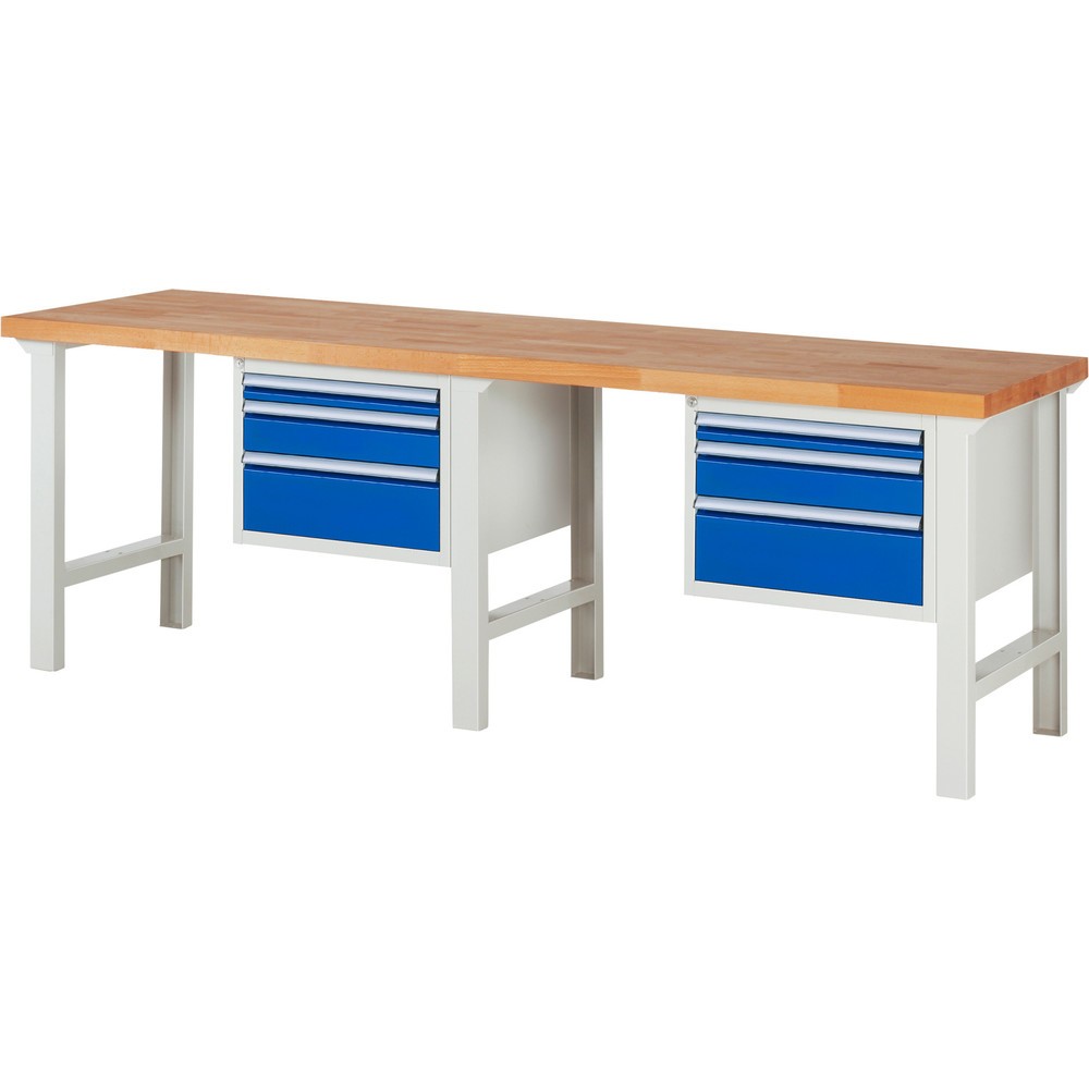 Produktabbildung Nr. 1: RAU Établi série 7000, capacité de charge 750 kg, 2 caissons, HxlxP 840 x 2 500 x 700 mm, 6 tiroirs extractibles à 90% 2 x 60 mm, 2 x 120 mm, 2 x 180 mm
