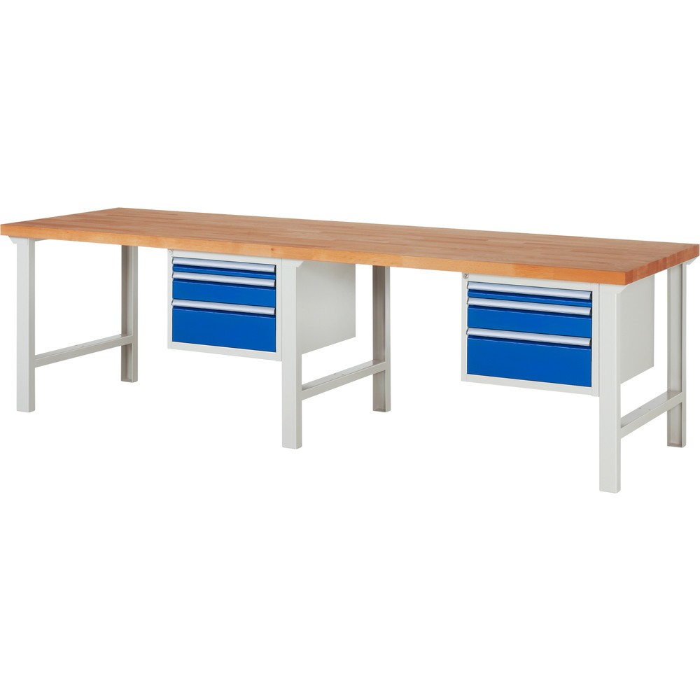 Produktabbildung Nr. 1: RAU Établi série 7000, 2 caissons, HxlxP 840 x 3 000 x 900 mm, 6 tiroirs extractibles à 90 % 2 x 60 mm, 2 x 120 mm, 2 x 180 mm