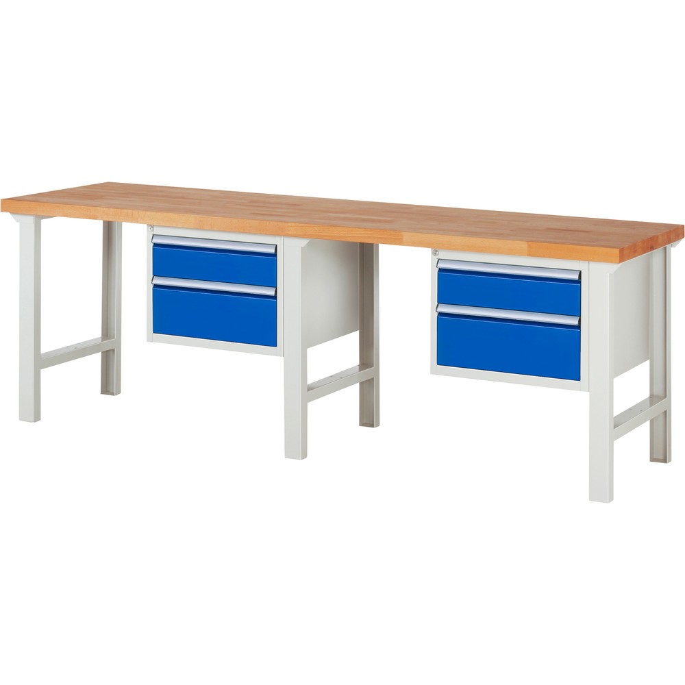 Produktabbildung Nr. 1: RAU Établi série 7000, 2 caissons, HxlxP 840 x 2 500 x 700 mm, 4 tiroirs extractibles à 100 % 2 x 150 mm, 2 x 210 mm