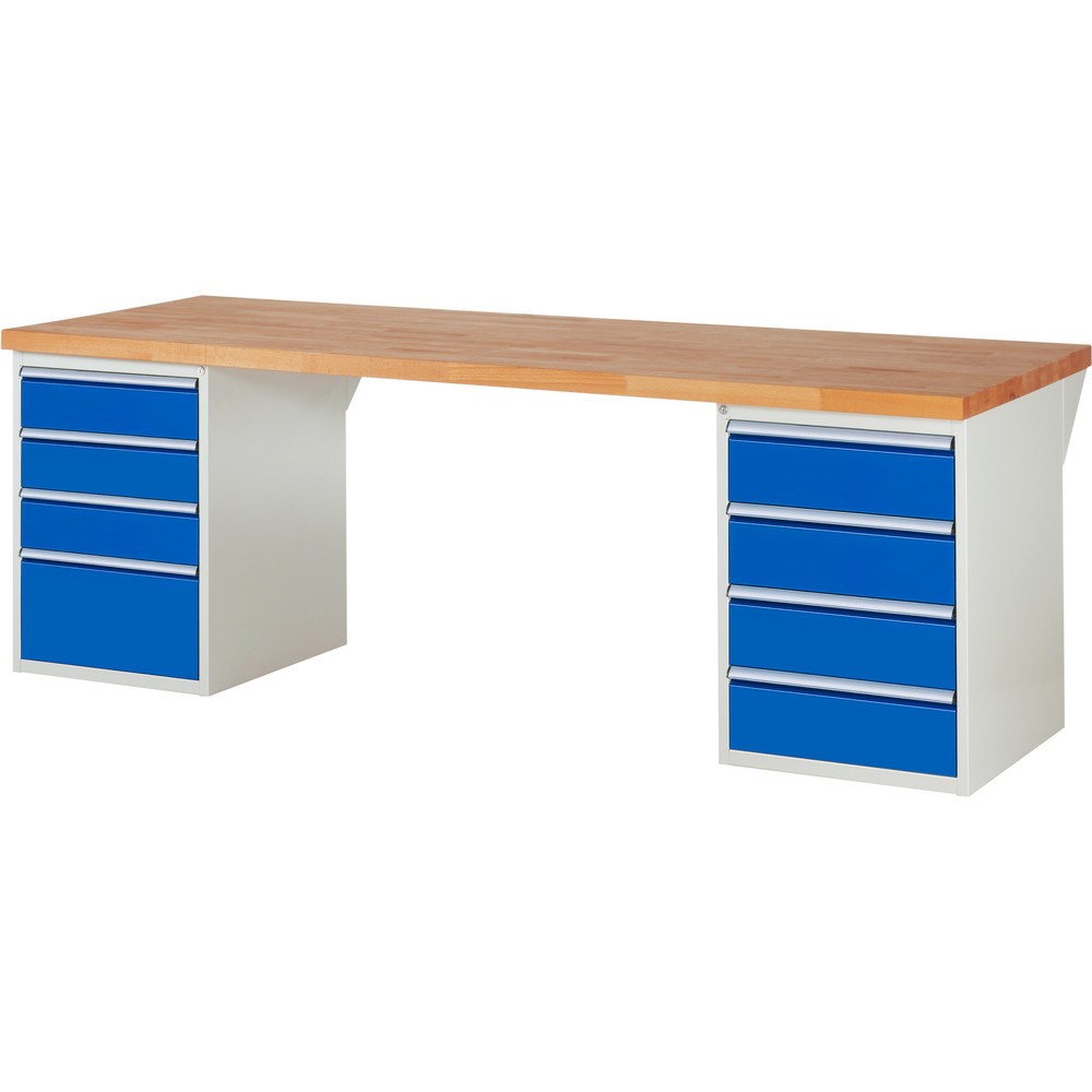 Produktabbildung Nr. 1: RAU Établi série 7000, 2 caissons, HxlxP 890 x 2 500 x 900 mm, 8 tiroirs extractibles à 100 % 3 x 150, 4 x 180, 1 x 270 mm