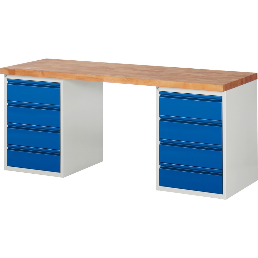 Produktabbildung Nr. 1: RAU Établi série 7000, 2 caissons, HxlxP 890 x 2 000 x 700 mm, 8 tiroirs extractibles à 90 % 8 x 180 mm