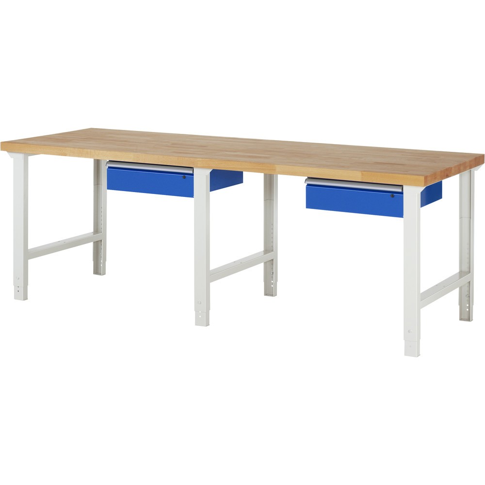 Illustration du produit: RAU Établi série 7000, HxlxP 790-1 140 x 2 500 x 900 mm, avec 2 tiroirs