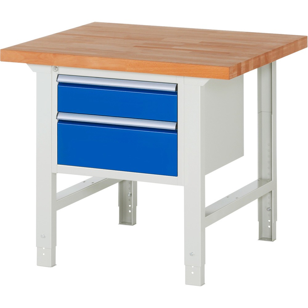 N° de l'image du produit 1 : RAU Établi série 7000, HxlxP 790-1 140 x 1 000 x 900 mm, 2 tiroirs 1 x 150 mm, 1 x 210 mm