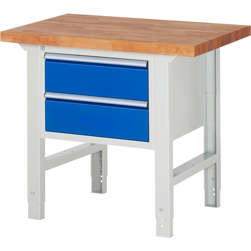 Illustration du produit: RAU Établi série 7000, HxlxP 790-1 140 x 1 000 x 700 mm, 2 tiroirs 2 x 180 mm