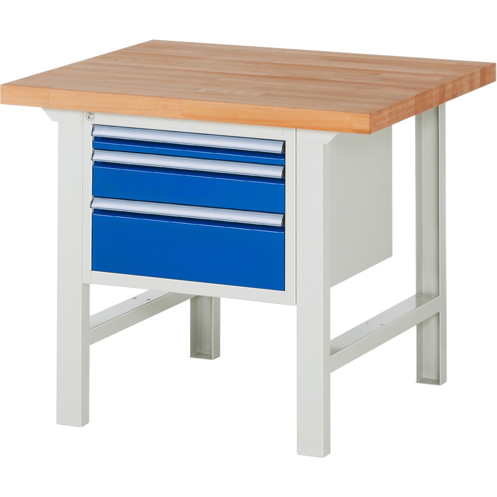 Produktabbildung Nr. 1: RAU Établi série 7000, 1 caisson, HxlxP 840 x 1 000 x 900 mm, 3 tiroirs extractibles à 90% 1 x 60, 1 x 120, 1 x 180 mm, capacité de charge des tiroirs 100 kg