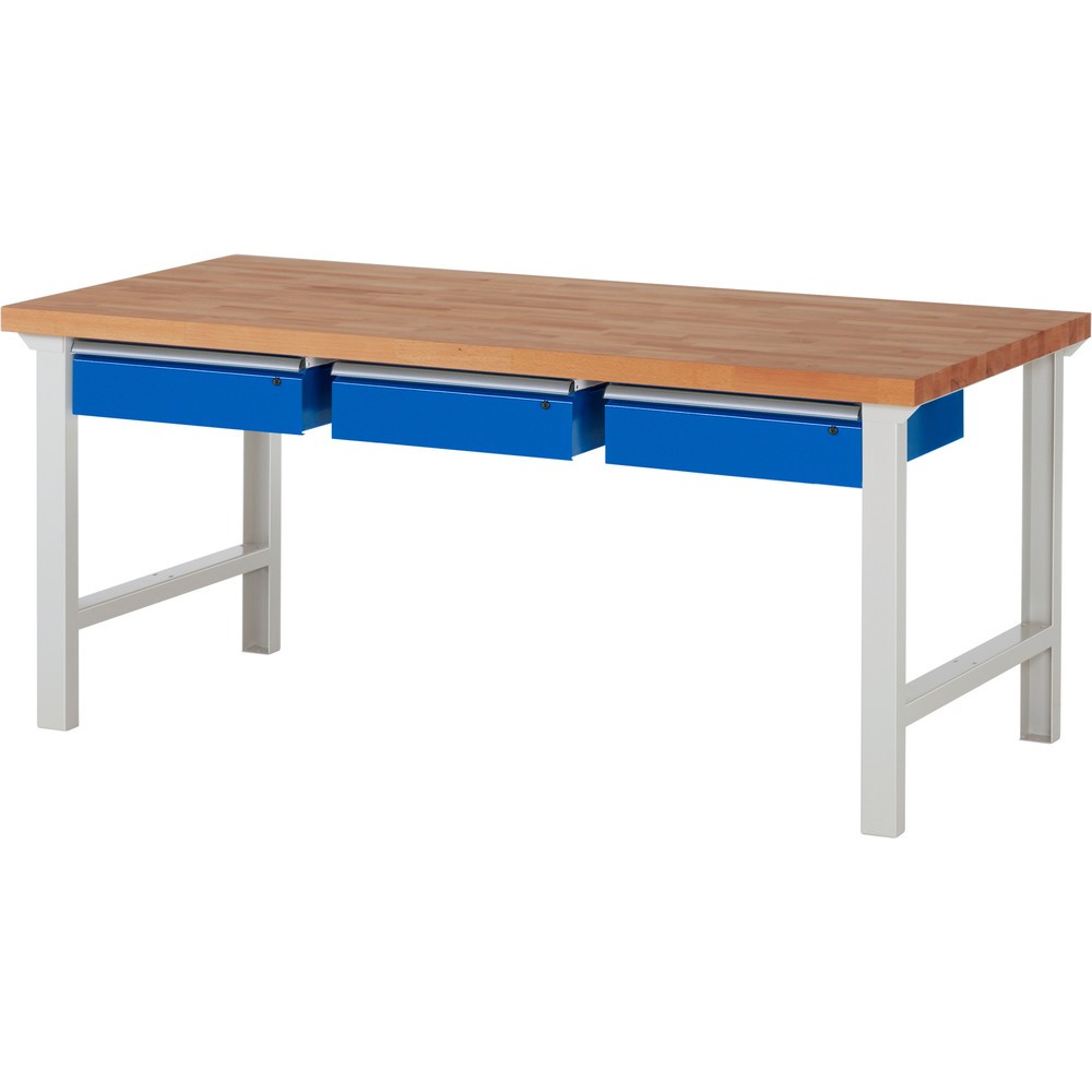 Produktabbildung Nr. 1: RAU Établi série 7000, HxlxP 840 x 2 000 x 900 mm, 3 tiroirs 3 x 150 mm, capacité de charge du tiroir 50 kg