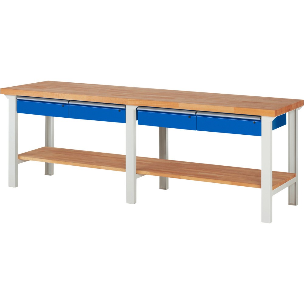 Produktabbildung Nr. 1: RAU Établi série 7000, 1 tablette en hêtre massif, HxlxP 840 x 2 500 x 700 mm, 4 tiroirs 4 x 150 mm