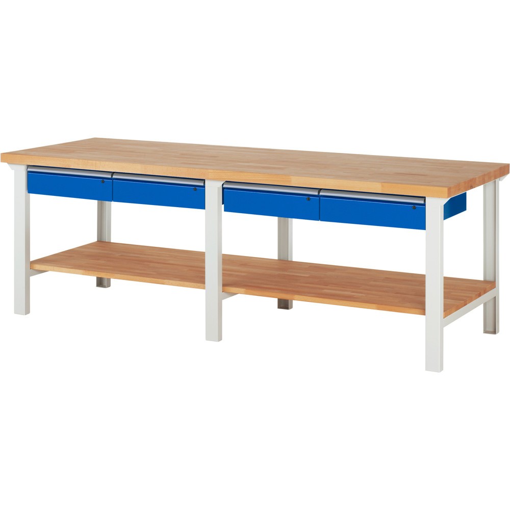 Produktabbildung Nr. 1: RAU Établi série 7000, 1 tablette en hêtre massif, HxlxP 840 x 2 500 x 900 mm, 4 tiroirs 4 x 150 mm