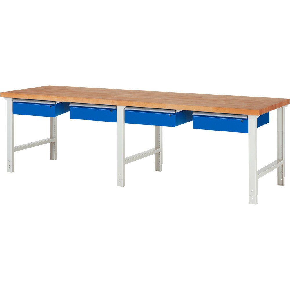 Illustration du produit: RAU Établi série 7000, HxlxP 790-1 140 x 3 000 x 900 mm, 4 tiroirs 4 x 150 mm