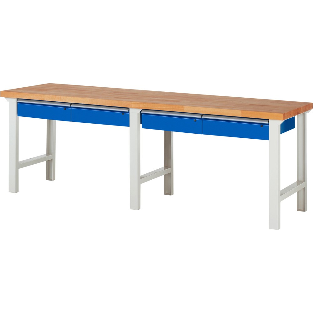 Illustration du produit: RAU Établi série 7000, HxlxP 840 x 2 500 x 700 mm, 4 tiroirs 4 x 150 mm