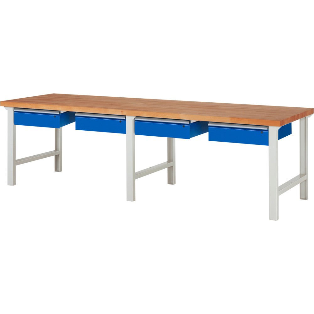 N° de l'image du produit 1 : RAU Établi série 7000, HxlxP 840 x 3 000 x 900 mm, 4 tiroirs 4 x 150 mm