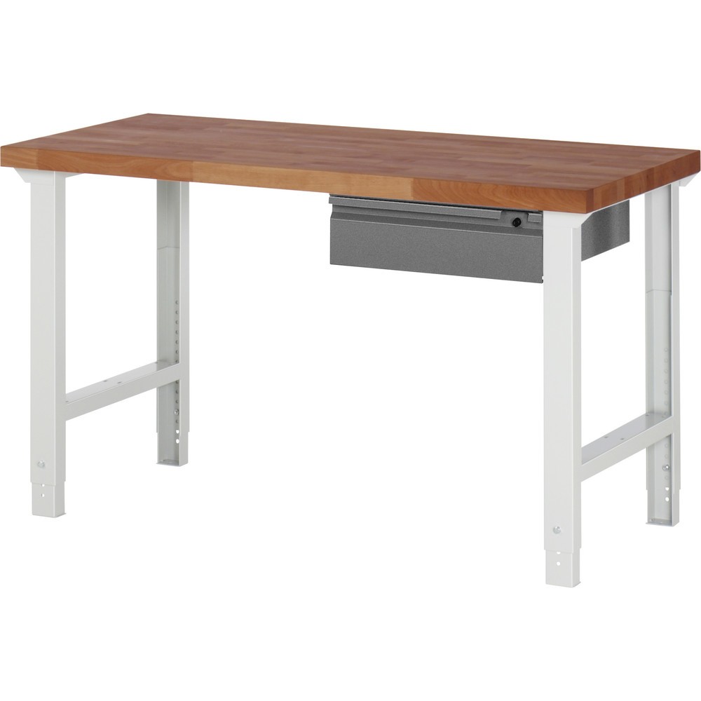 Produktabbildung Nr. 1: RAU Établi Série 7000, plan de travail en hêtre rouge massif, 1 tiroir, HxlxP 790-1 140 x 1 500 x 700 mm, 1 tiroir