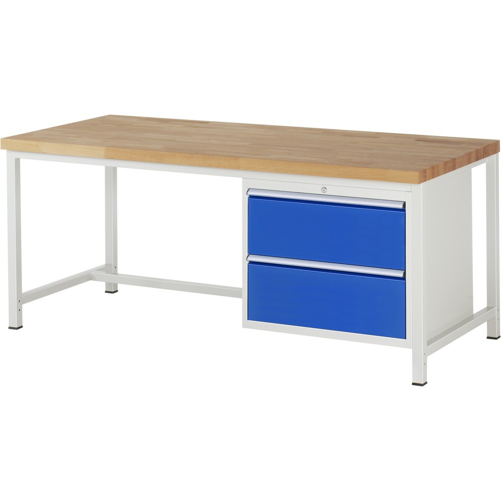 Produktabbildung Nr. 1: RAU Établi série 8000, HxlxP 840-1 040 x 2 000 x 900 mm, 2 tiroirs extractibles à 100 % 2 x 270 mm, capacité de charge des tiroirs 75 kg