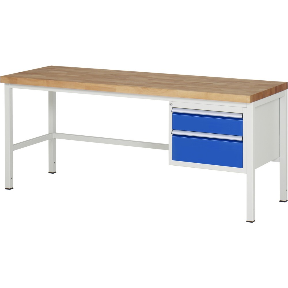 Produktabbildung Nr. 1: RAU Établi série 8000, HxlxP 840-1 040 x 2 000 x 700 mm, 2 tiroirs extractibles à 90 % 1 x 150, 1 x 210 mm, capacité de charge des tiroirs 100 kg