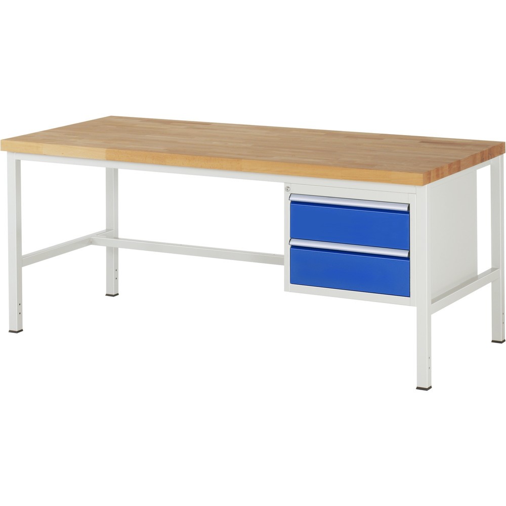 Produktabbildung Nr. 1: RAU Établi série 8000, HxlxP 840-1 040 x 2 000 x 900 mm, 2 tiroirs extractibles à 90 % 2 x 180 mm, capacité de charge des tiroirs 100 kg