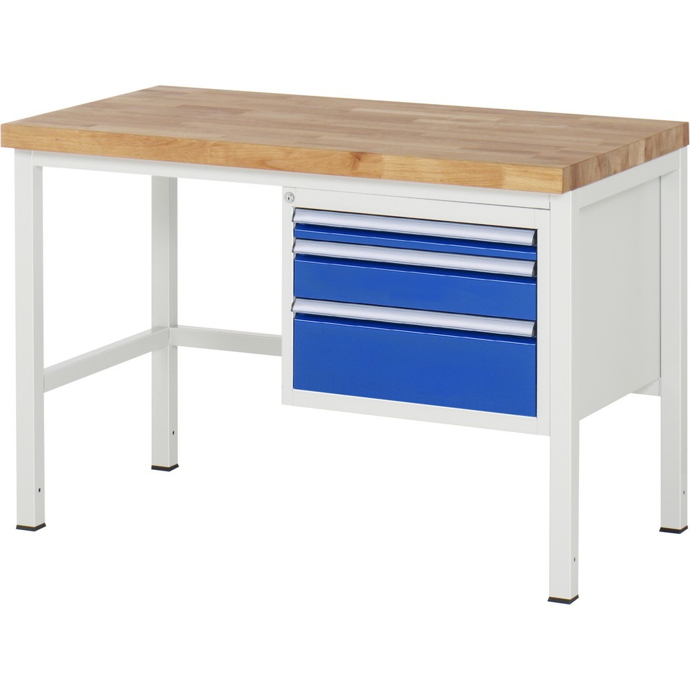 Produktabbildung Nr. 1: RAU Établi série 8000, HxlxP 840-1 040 x 1 250 x 700 mm, 3 tiroirs extractibles à 100 % 1 x 60, 1 x 120, 1 x 180 mm, capacité de charge des tiroirs 100 kg