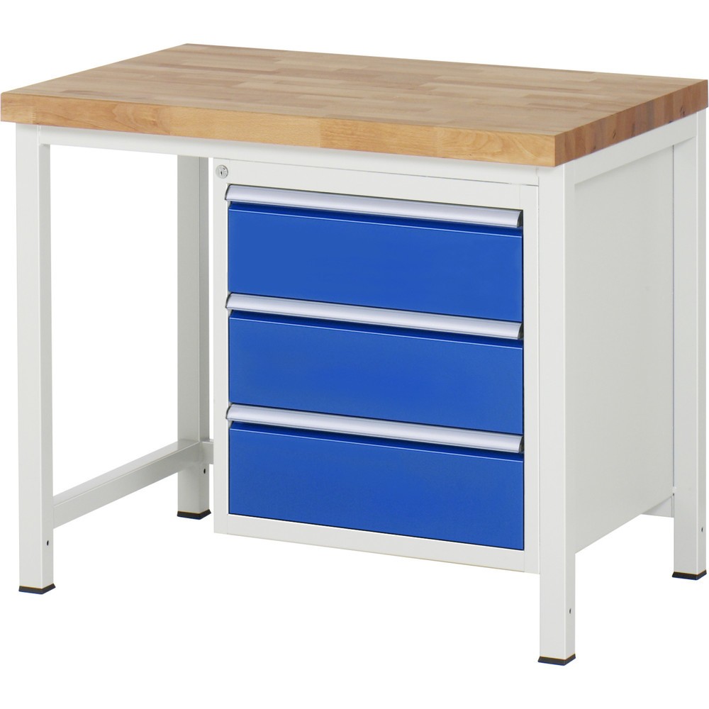 Produktabbildung Nr. 1: RAU Établi série 8000, HxlxP 840-1 040 x 1 000 x 700 mm, 3 tiroirs extractibles à 100 % 3 x 180 mm, capacité de charge des tiroirs 100 kg