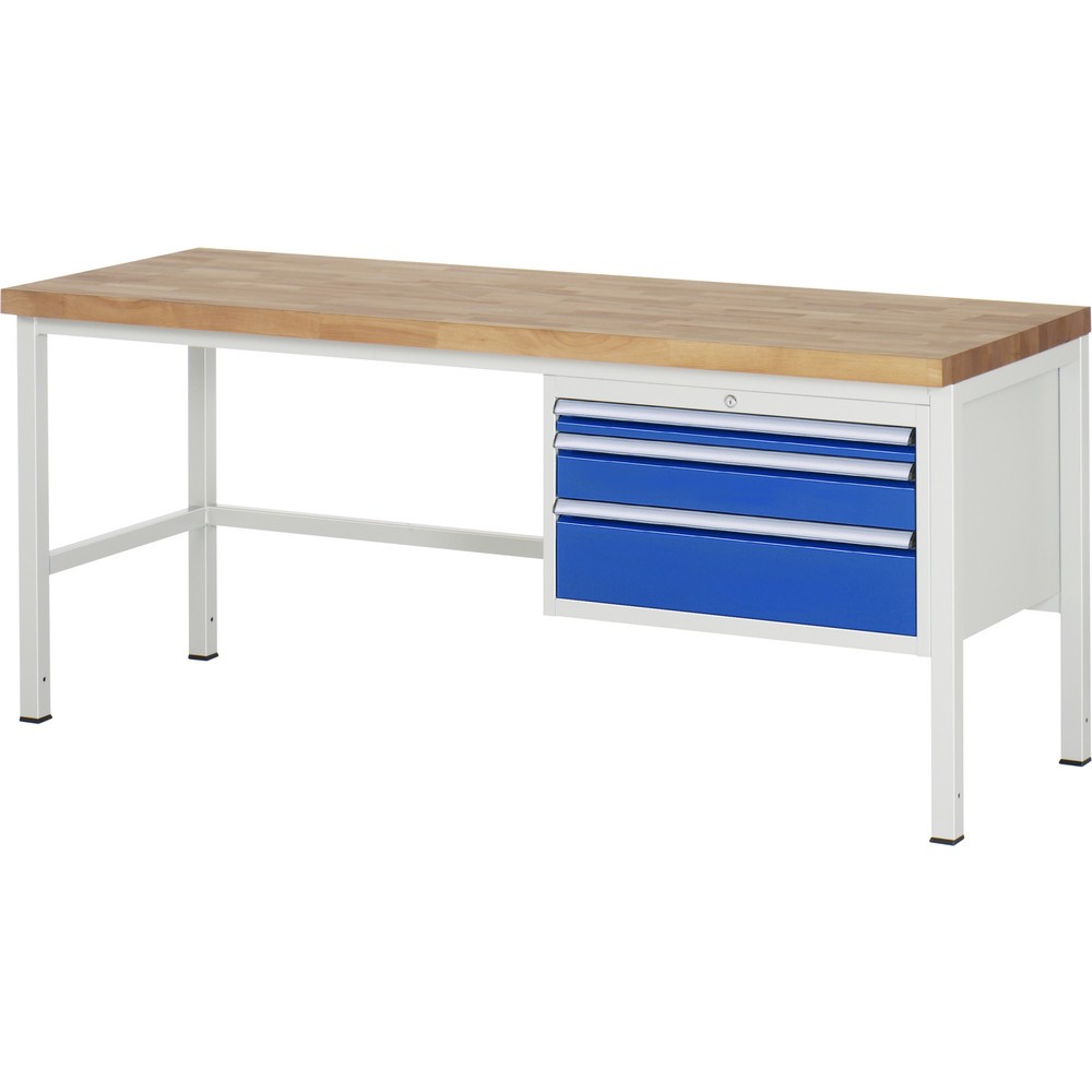 Produktabbildung Nr. 1: RAU Établi série 8000, HxlxP 840 x 2 000 x 700 mm, 3 tiroirs extractibles à 100 % 1 x 60, 1 x 120, 1 x 180 mm, capacité de charge des tiroirs 75 kg