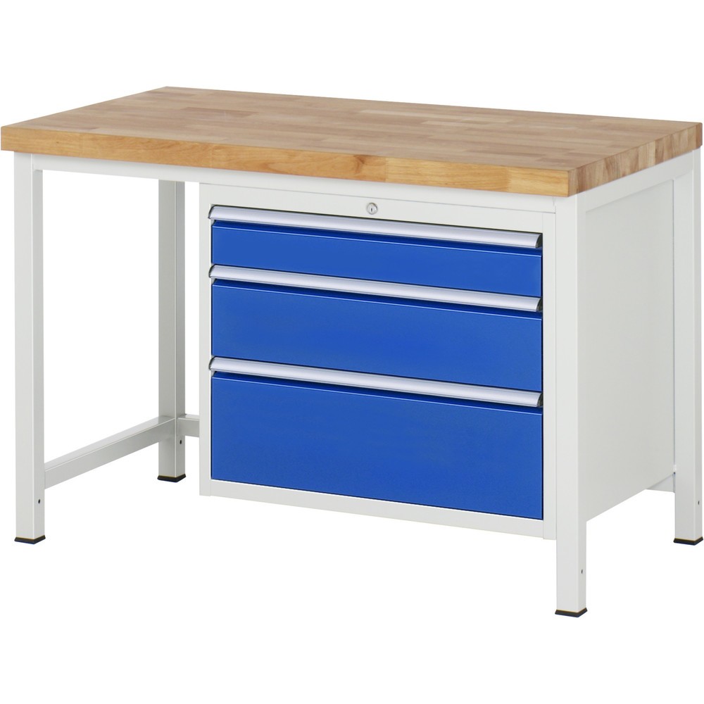 Produktabbildung Nr. 1: RAU Établi série 8000, HxlxP 840 x 1 250 x 700 mm, 3 tiroirs extractibles à 100 % 1 x 120, 1 x 180, 1 x 240 mm, capacité de charge des tiroirs 75 kg