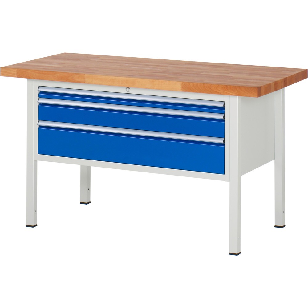 Produktabbildung Nr. 1: RAU Établi série 8000, HxlxP 840 x 1 500 x 700 mm, 3 tiroirs extractibles à 100 % 1 x 60, 1 x 120, 1 x 180 mm, capacité de charge des tiroirs 50 kg