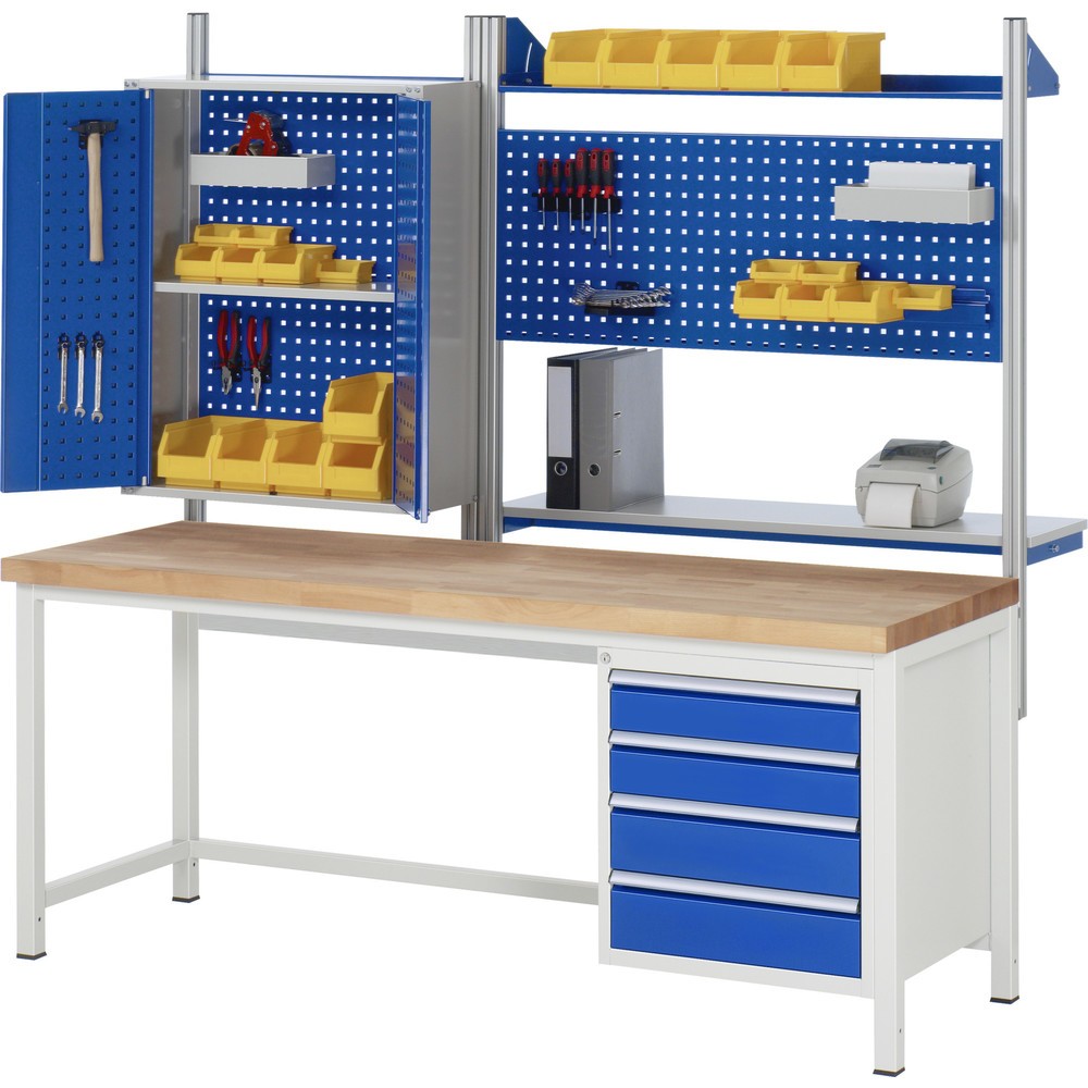 Produktabbildung Nr. 4: RAU Établi série 8000, HxlxP 840 x 2 000 x 700 mm, 4 tiroirs extractibles à 90 % 1 x 60, 2 x 90, 1 x 120 mm, capacité de charge des tiroirs 100 kg