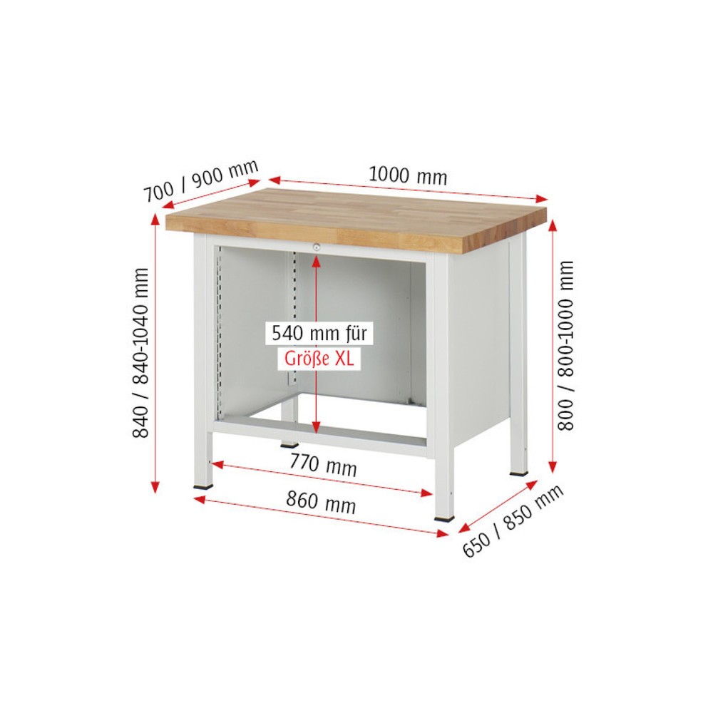Produktabbildung Nr. 5: RAU Établi série 8000, HxlxP 840 x 1 000 x 900 mm, 5 tiroirs extractibles à 90 % 4 x 90, 1 x 180 mm, capacité de charge des tiroirs 75 kg