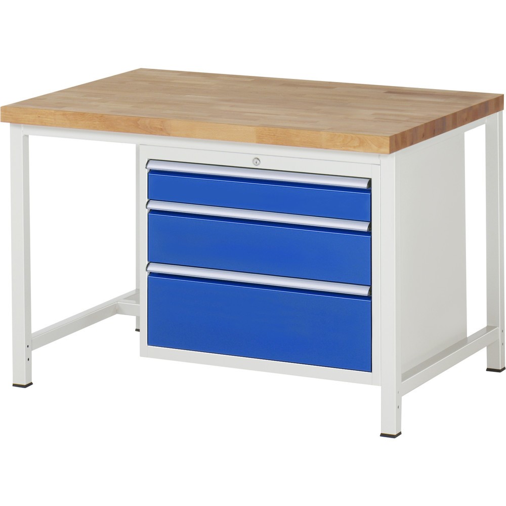 Produktabbildung Nr. 1: RAU Établi série 8000, HxlxP 840 x 1 250 x 900 mm, 3 tiroirs extractibles à 90 % 1 x 120, 1 x 180, 1 x 240 mm, capacité de charge des tiroirs 75 kg