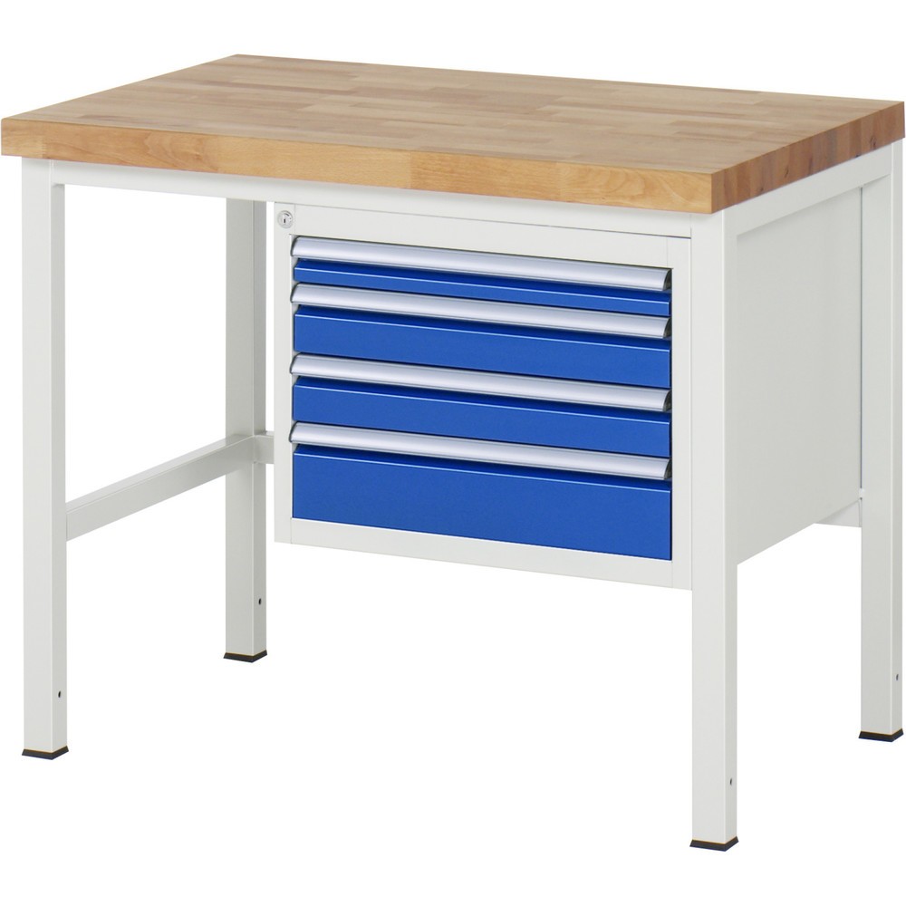 Produktabbildung Nr. 1: RAU Établi série 8000, HxlxP 840-1 040 x 1 000 x 700 mm, 4 tiroirs extractibles à 100 % 1 x 60, 2 x 90, 1 x 120 mm, capacité de charge des tiroirs 100 kg