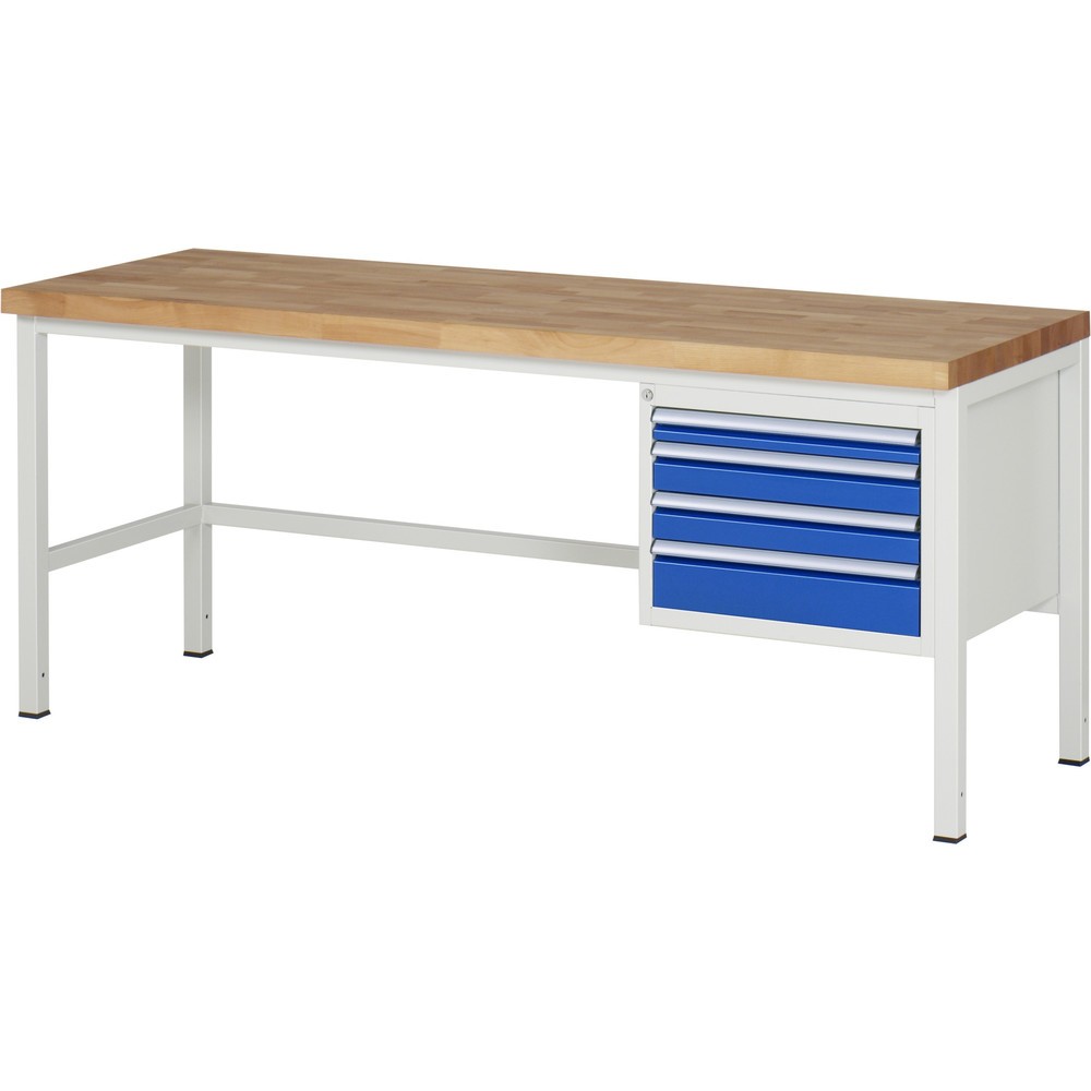 Produktabbildung Nr. 1: RAU Établi série 8000, HxlxP 840 x 2 000 x 700 mm, 4 tiroirs extractibles à 90 % 1 x 60, 2 x 90, 1 x 120 mm, capacité de charge des tiroirs 100 kg