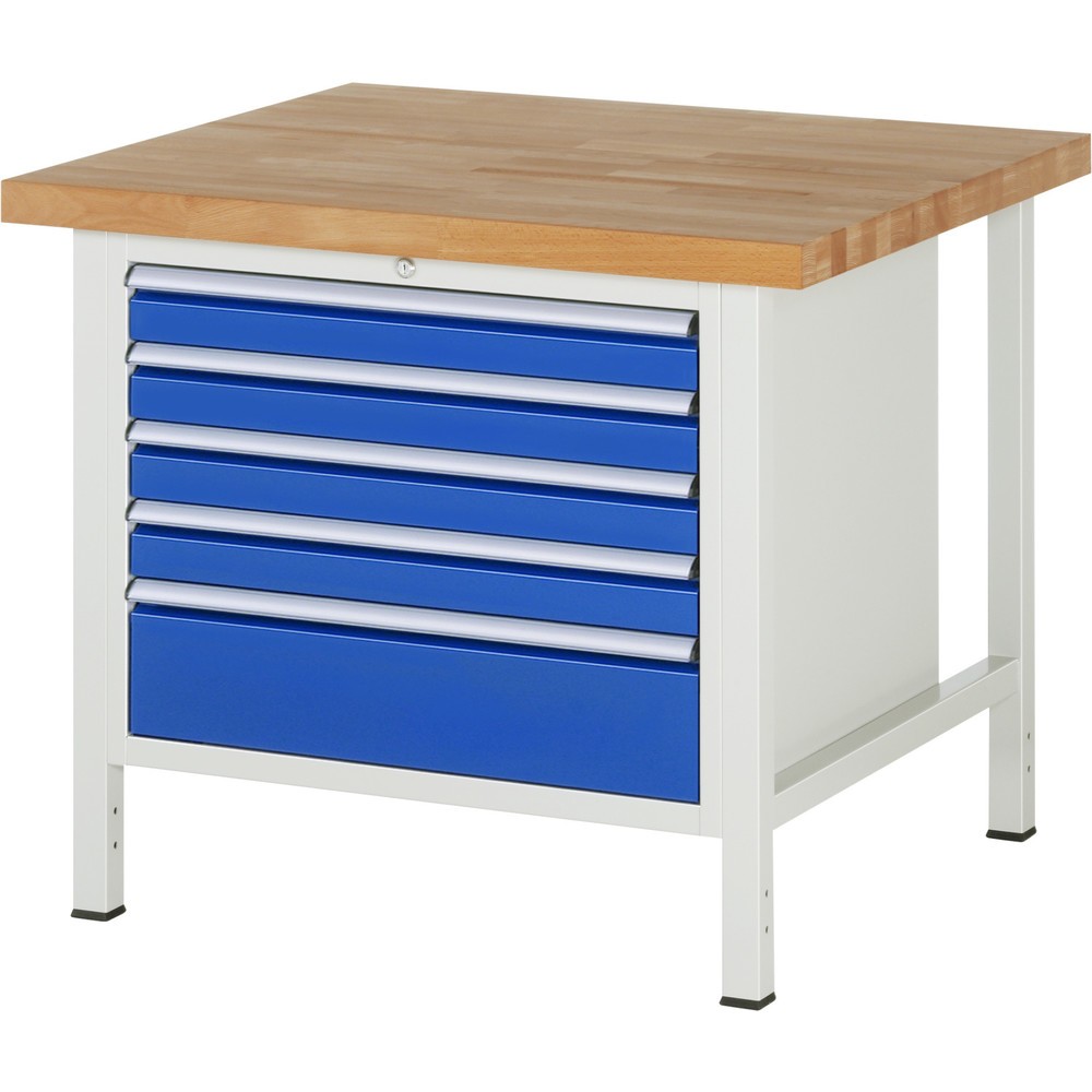 Produktabbildung Nr. 1: RAU Établi série 8000, HxlxP 840 x 1 000 x 900 mm, 5 tiroirs extractibles à 90 % 4 x 90, 1 x 180 mm, capacité de charge des tiroirs 75 kg