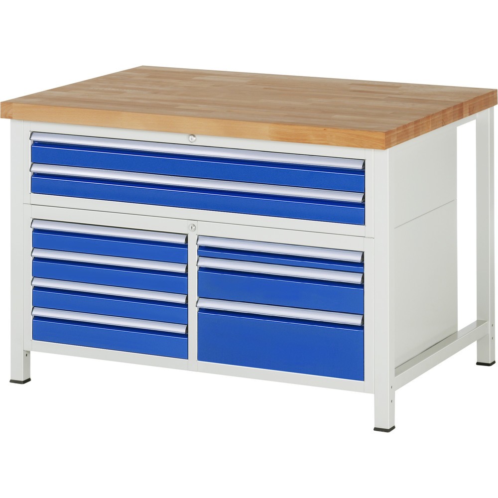 Produktabbildung Nr. 1: RAU Établi série 8000, 1 caisson triple, HxlxP 840 x 1 250 x 900 mm, 9 tiroirs extractibles à 90 %, 2 tiroirs XXL en haut