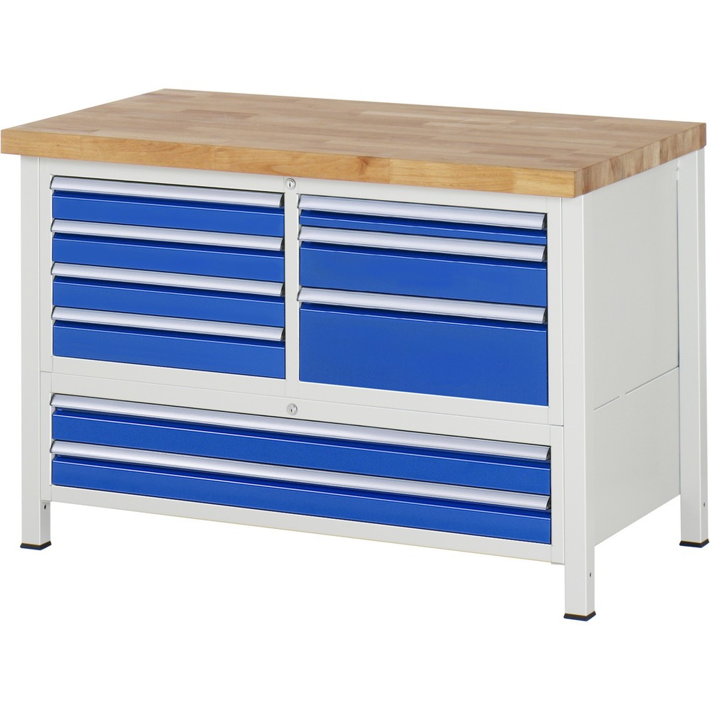 Produktabbildung Nr. 1: RAU Établi série 8000, 1 caisson triple, HxlxP 840-1 040 x 1 250 x 700 mm, 7 tiroirs L + 2 XXL, extraction à 90 %