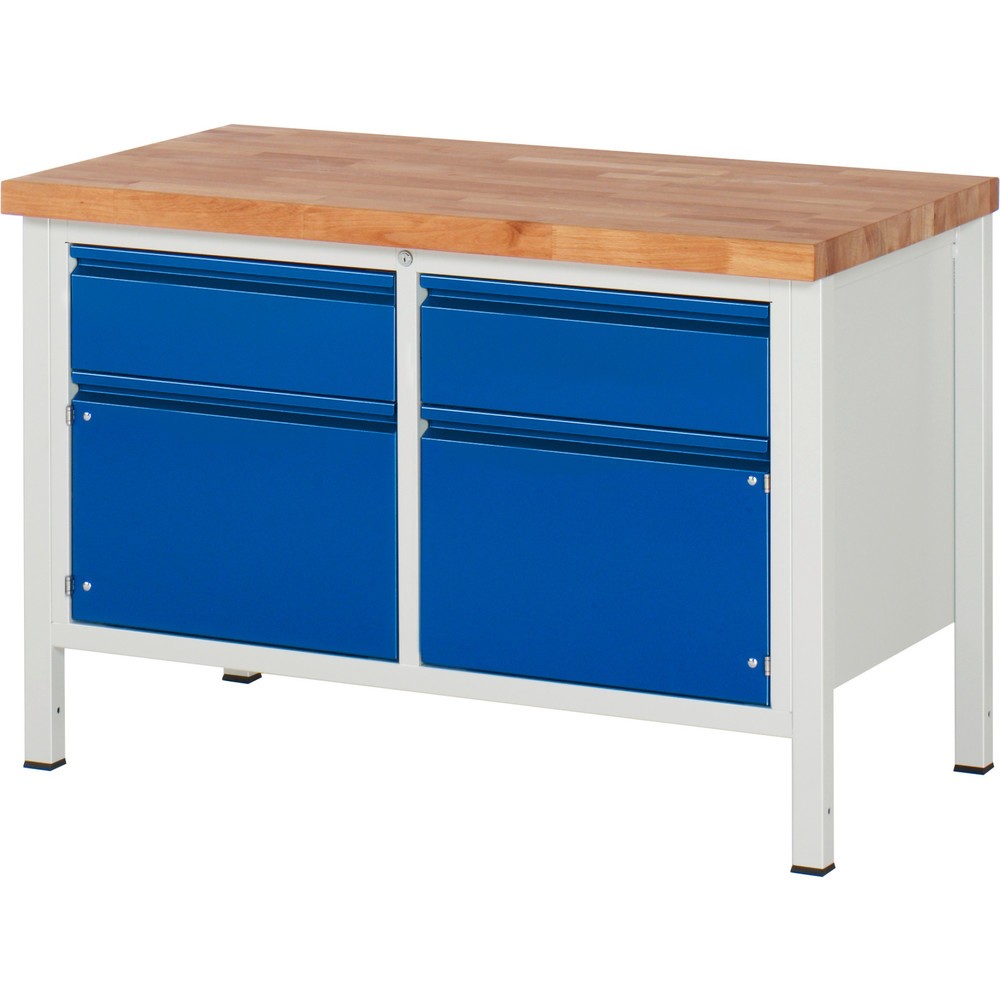 Produktabbildung Nr. 1: RAU Établi série 8000, 1 double caisson, 2 portes battantes, HxlxP 840 x 1 250 x 700 mm, 2 tiroirs extractibles à 90 %
