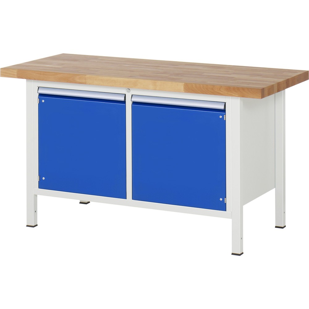 Illustration du produit: RAU Établi série 8000, 1 double caisson, 2 portes battantes, HxlxP 840-1 040 x 1 500 x 700 mm