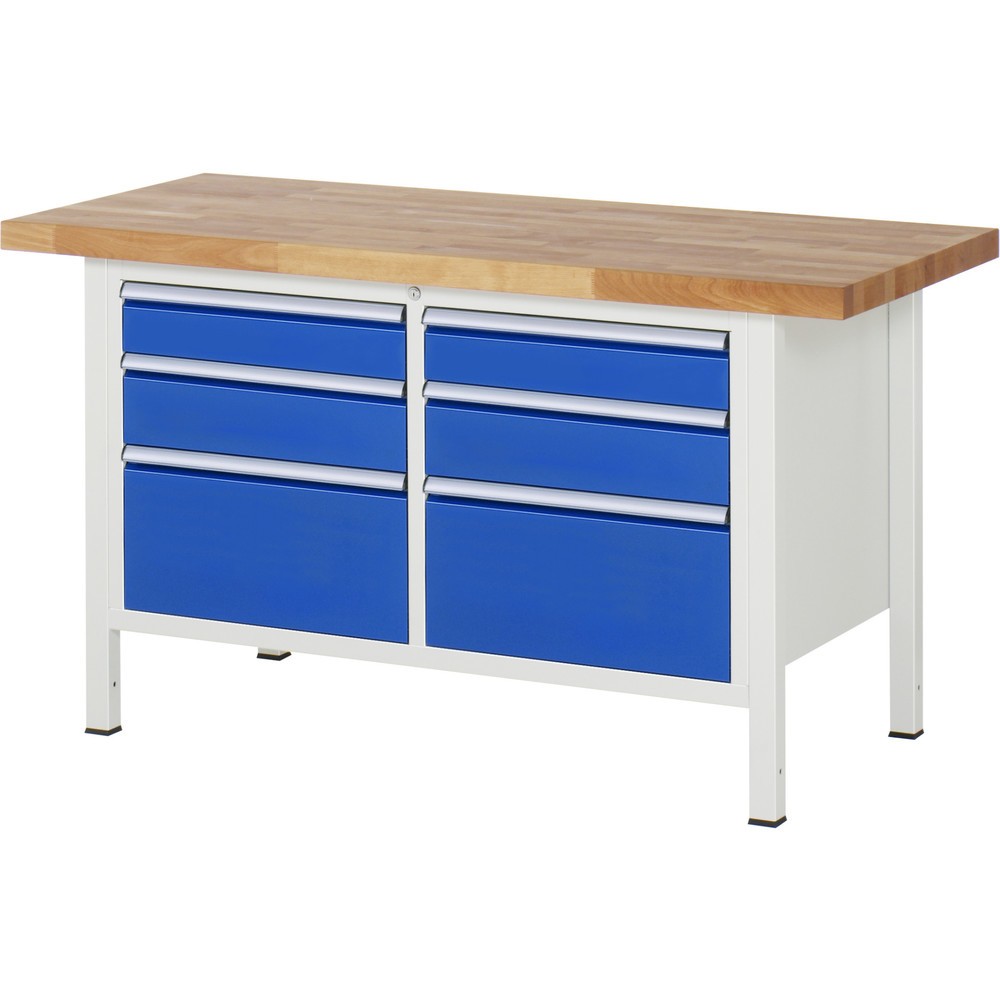 Produktabbildung Nr. 1: RAU Établi série 8000, 1 double caisson, HxlxP 840 x 1 500 x 700 mm, 6 tiroirs extractibles à 90 % 2 x 120, 2 x 150, 2 x 270 mm, capacité de charge des tiroirs 100 kg