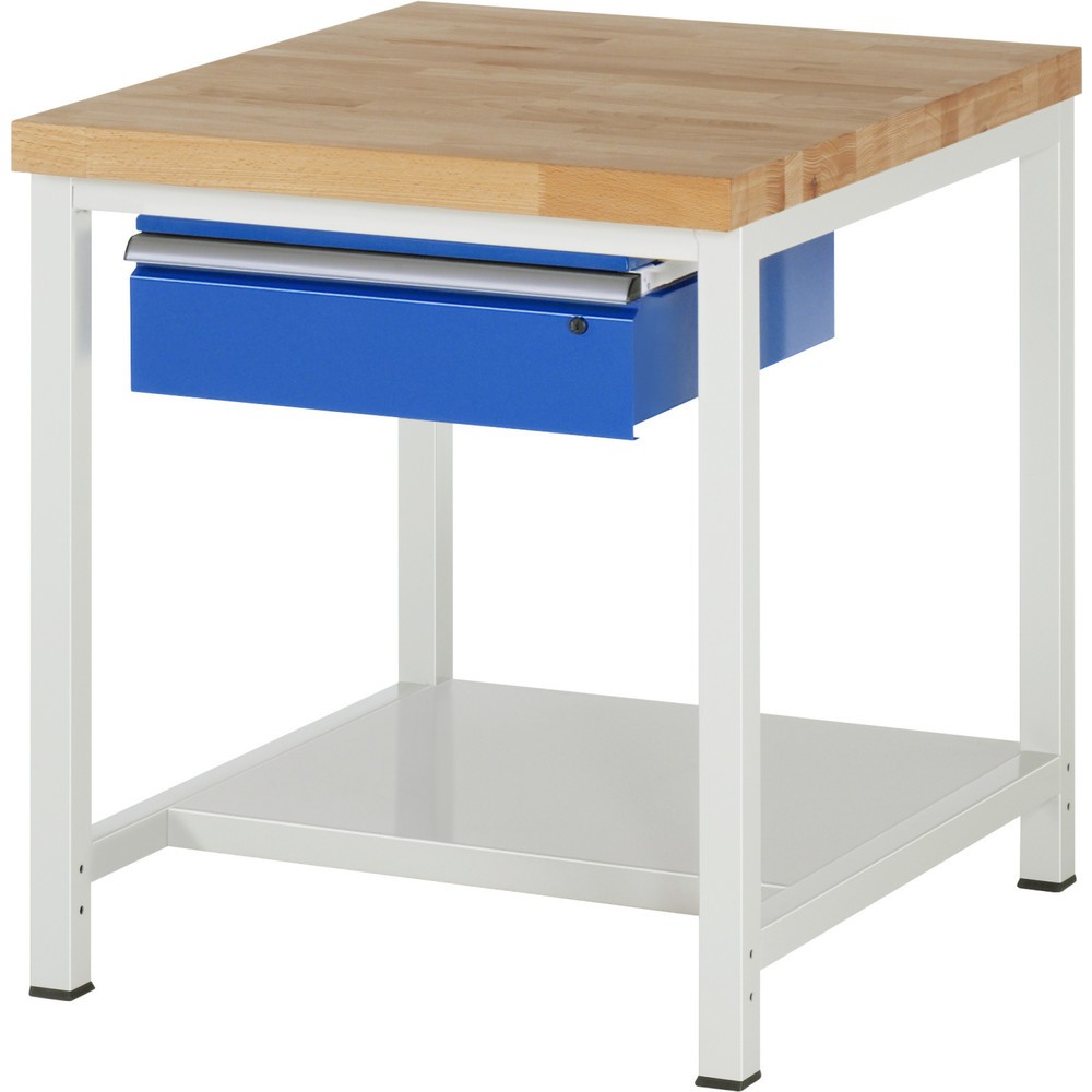 Illustration du produit: RAU Établi série 8000, HxlxP 840- 1 040 x 750 x 900 mm, 1 tiroir, 1 tablette profondeur 650 mm