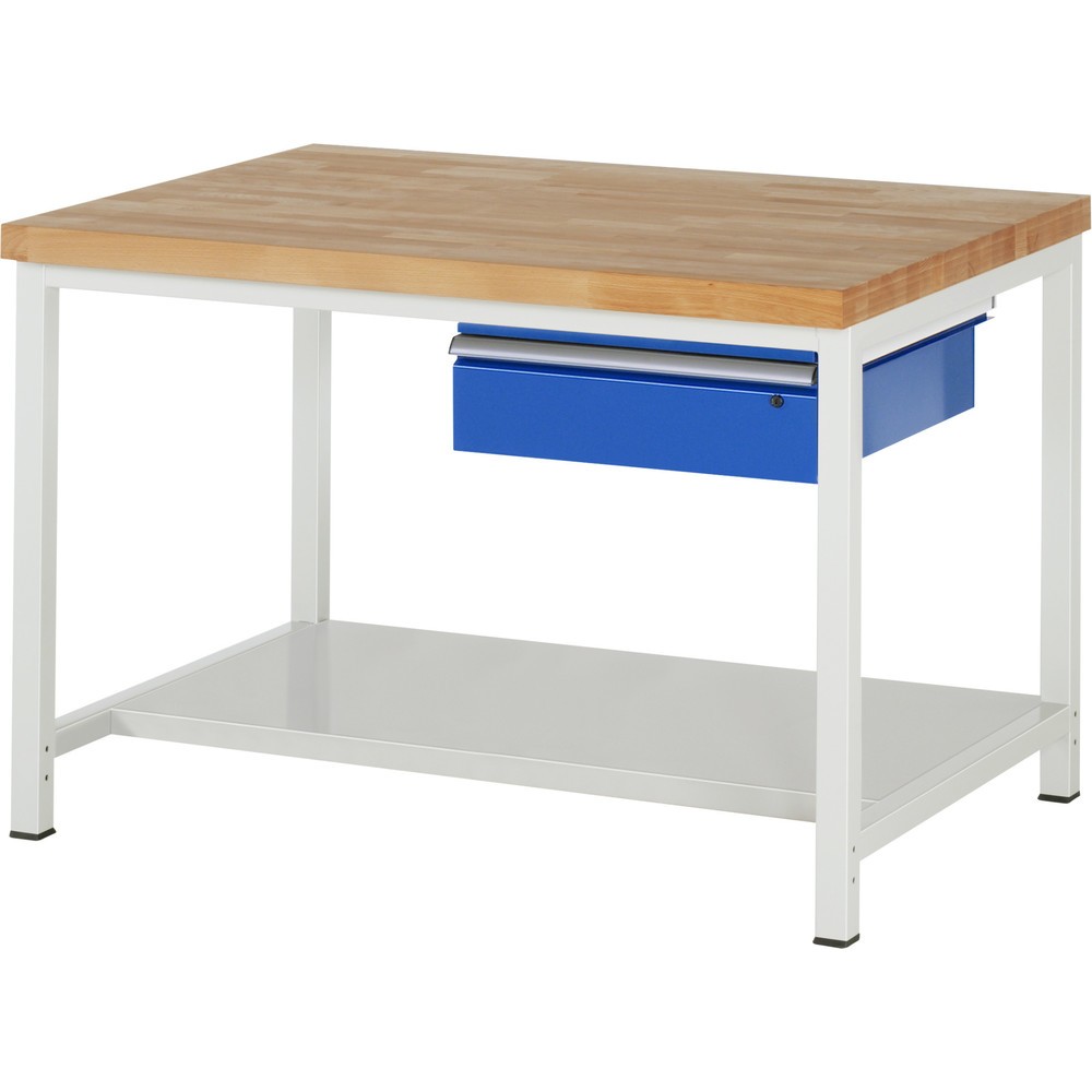 Illustration du produit: RAU Établi série 8000, HxlxP 840- 1 040 x 1 250 x 900 mm, 1 tiroir, 1 tablette profondeur 650 mm