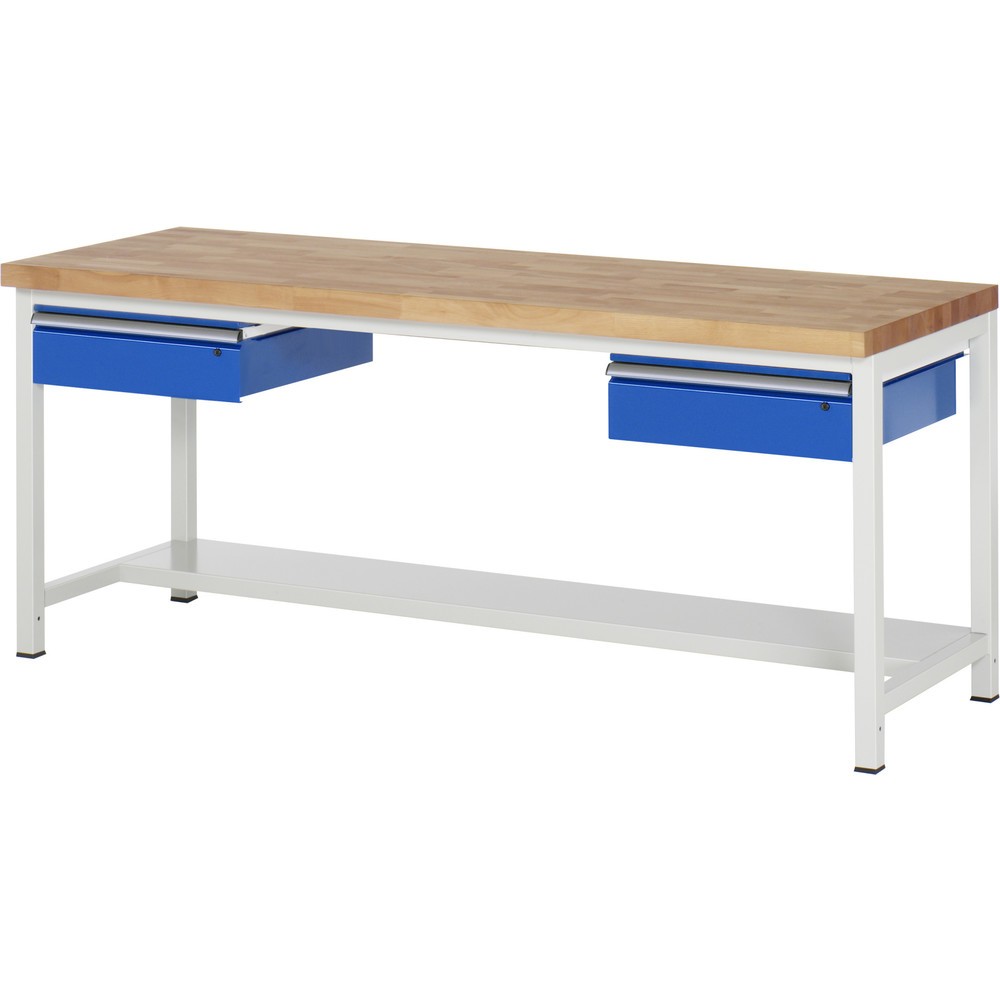 Produktabbildung Nr. 1: RAU Établi série 8000, HxlxP 840-1 040 x 2 000 x 700 mm, 2 tiroirs, 1 tablette profondeur 320 mm