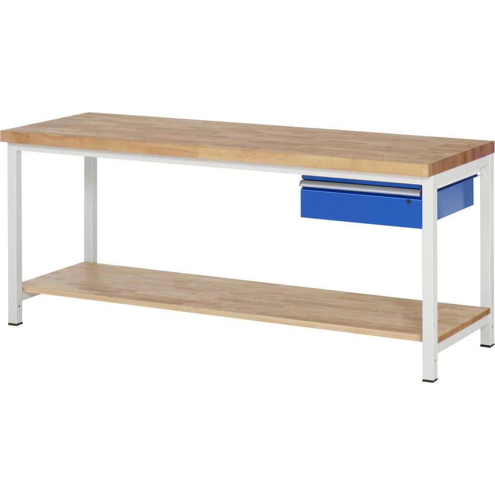 Produktabbildung Nr. 1: RAU Établi série 8000, HxlxP 840- 1 040 x 2 000 x 700 mm, 1 tiroir à droite, tablette inférieure