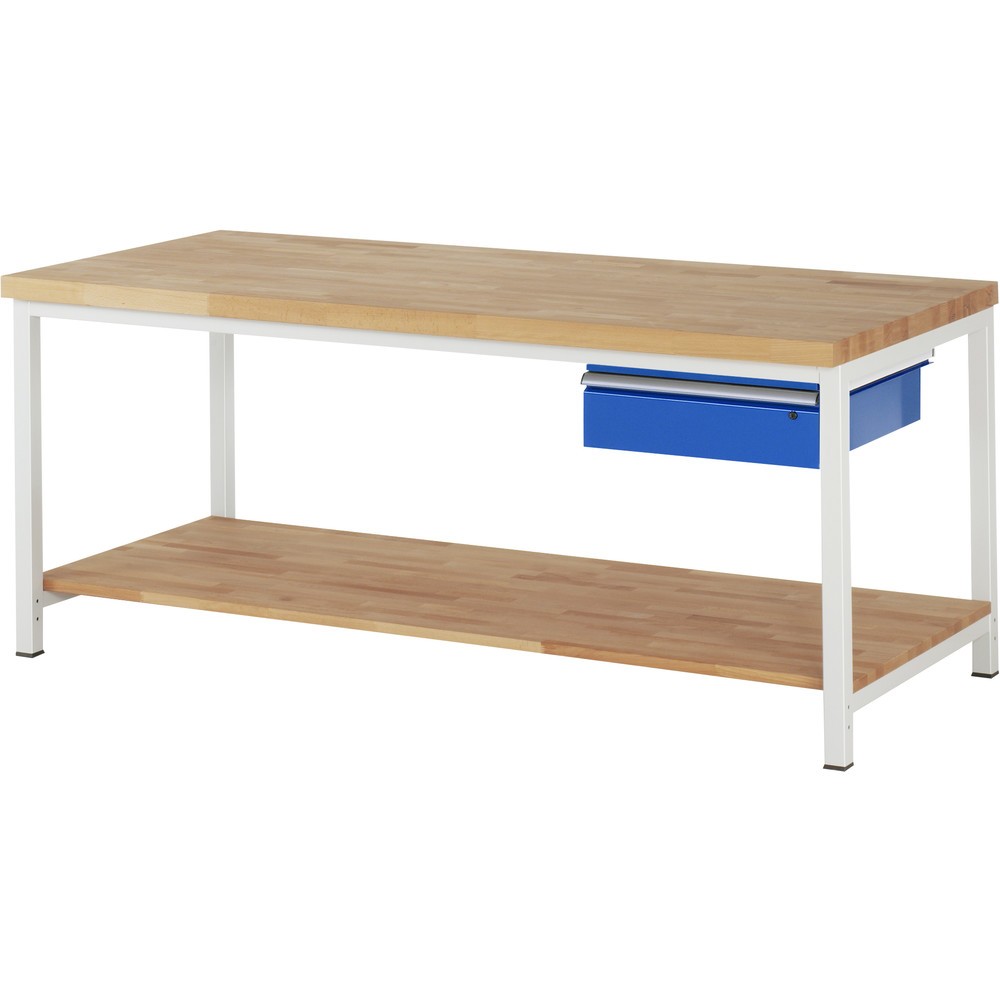 Produktabbildung Nr. 1: RAU Établi série 8000, HxlxP 840- 1 040 x 2 000 x 900 mm, 1 tiroir à droite, tablette inférieure