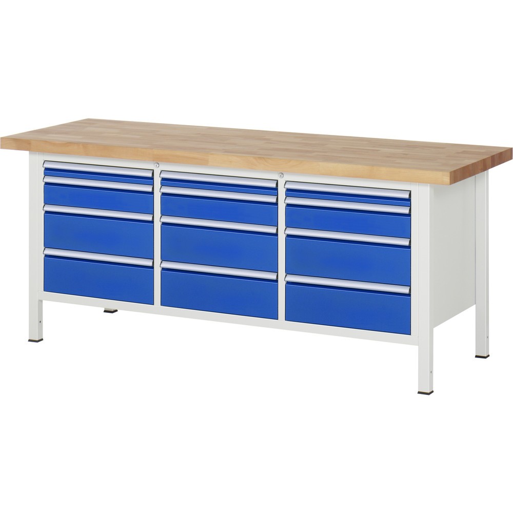 Produktabbildung Nr. 1: RAU Établi série 8000, 1 triple caisson, HxlxP 840-1 040 x 2 000 x 700 mm, 12 tiroirs extractibles à 90 % 3 x 60, 3 x 120, 6 x 180 mm