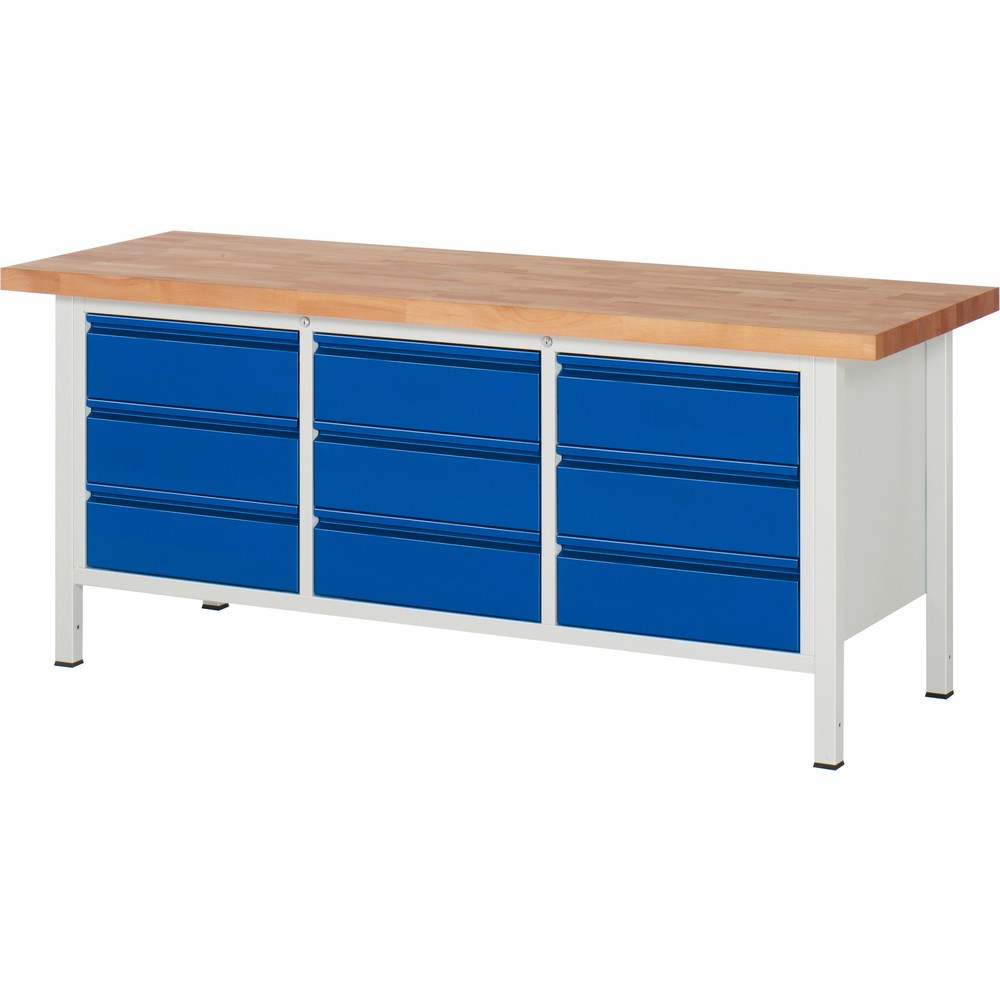 Produktabbildung Nr. 1: RAU Établi série 8000, 1 triple caisson, HxlxP 840-1 040 x 2 000 x 700 mm, 9 tiroirs, capacité de charge des tiroirs 100 kg