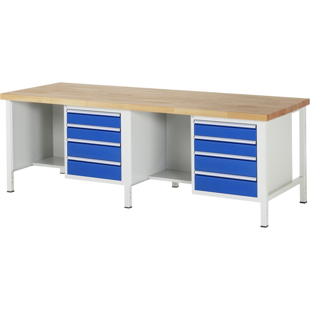 Produktabbildung Nr. 1: RAU Établi série 8000, 2 caissons, HxlxP 840-1 040 x 2 500 x 900 mm, 8 tiroirs extractibles à 100 %