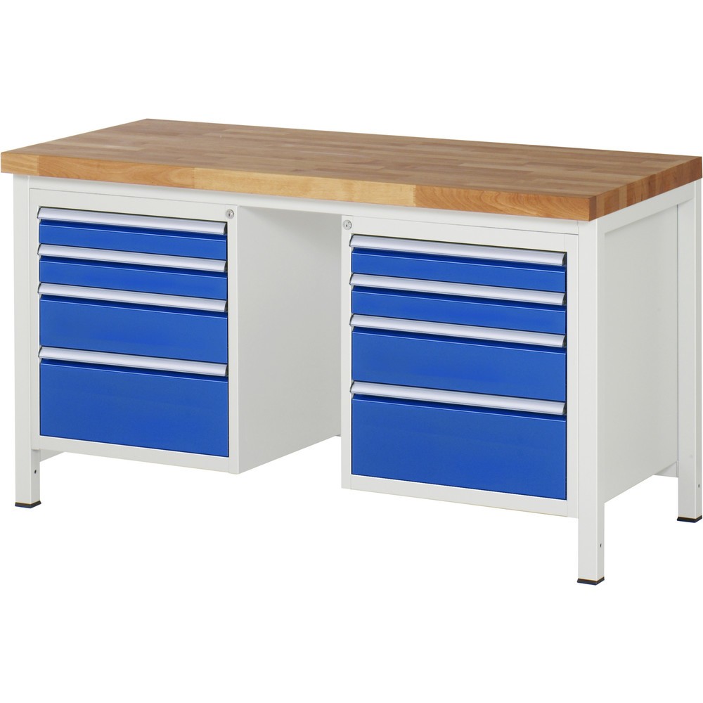 Produktabbildung Nr. 1: RAU Établi série 8000, 2 caissons, HxlxP 840 x 1 500 x 700 mm, 8 tiroirs extractibles à 90 % 4 x 90, 2 x 150, 2 x 210 mm