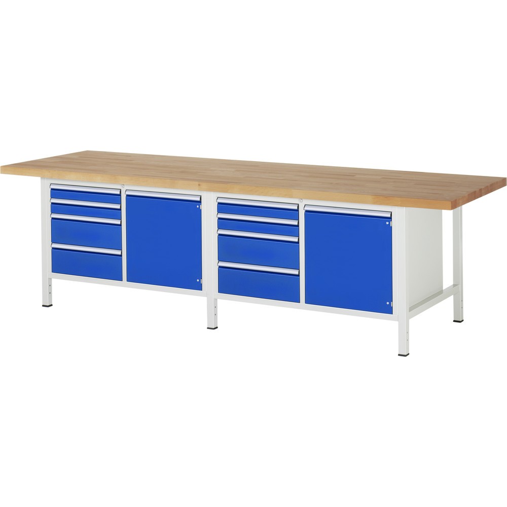 Produktabbildung Nr. 1: RAU Établi série 8000, 2 double caisson, 2 portes battantes, HxlxP 840 x 3 000 x 900 mm, 8 tiroirs