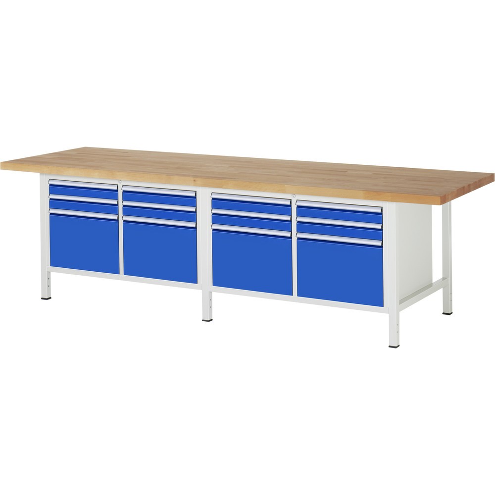 Produktabbildung Nr. 1: RAU Établi série 8000, 2 double caisson, HxlxP 840 x 3 000 x 900 mm, 12 tiroirs 8 x 90, 4 x 360 mm