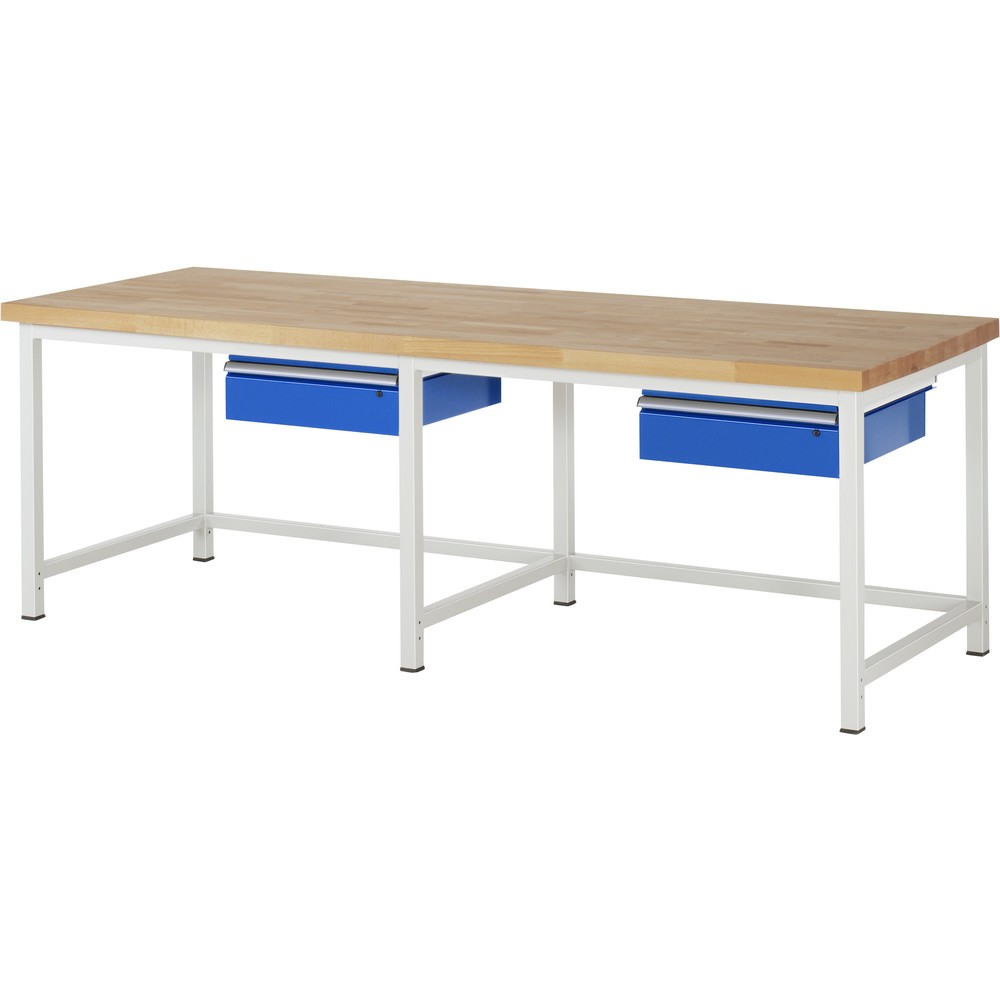 Illustration du produit: RAU Établi série 8000, HxlxP 840-1 040 x 2 500 x 900 mm, 2 tiroirs