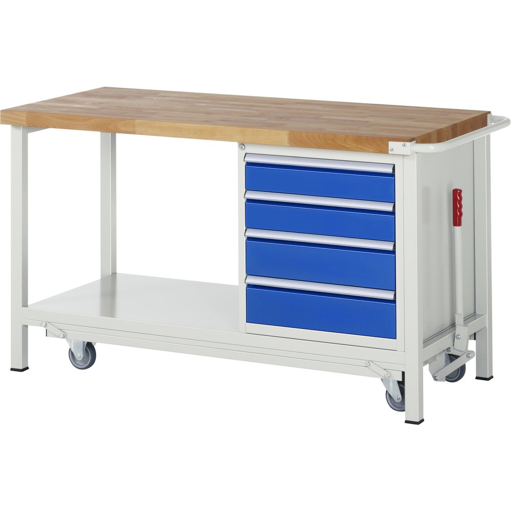Produktabbildung Nr. 1: RAU Établi avec châssis série 8000, HxlxP 880 x 1 500 x 700 mm, 1 caisson sous plateau à droite, avec 4 tiroirs