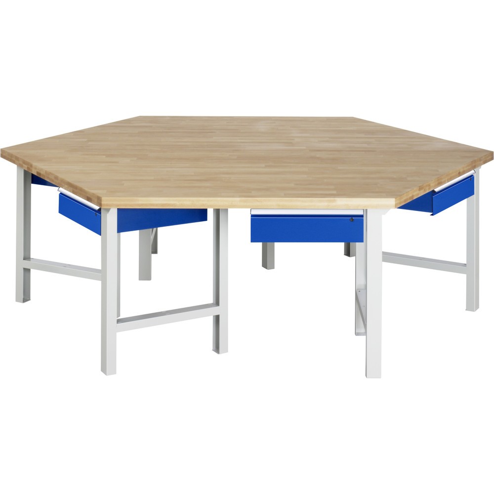 Produktabbildung: RAU Gruppenwerkbank Serie 4000, HxBxT 790-1.140 x 2.700 x 2.340 mm, 6 Schubladen mit ErgoScript®