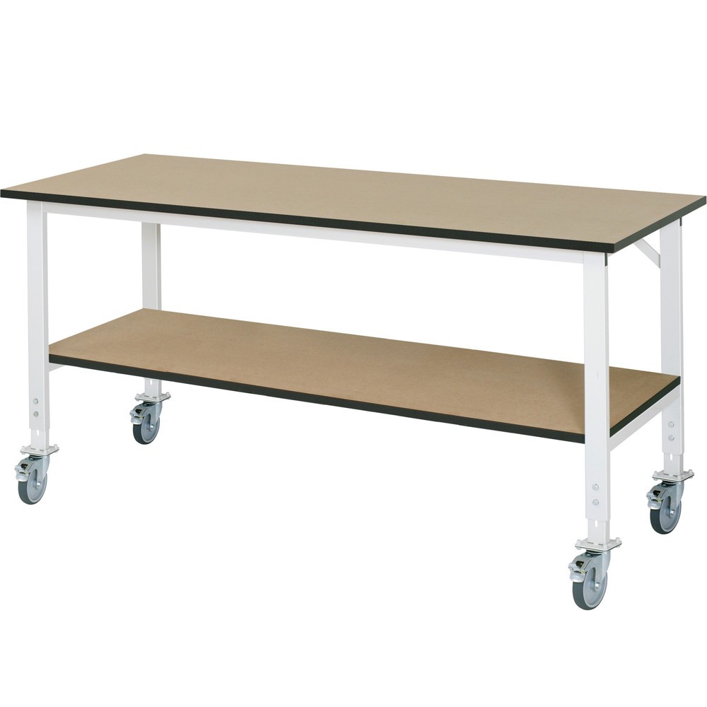 Produktabbildung Nr. 1: RAU höhenverstellbarer, mobiler Werktisch Serie TOM, HxBxT 760-1.080 x 2.500 x 800 mm, MDF Arbeitsplatte